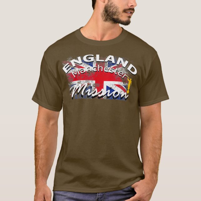 England Manchester Mormon LDS Uppdrag missionär T Shirt (Framsida)