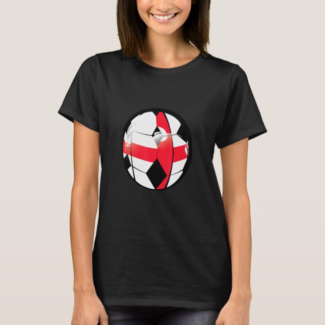 England National Flagga Soccer Ball Fläkt Jersey T Shirt (Framsida)