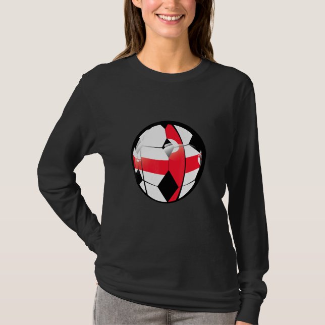 England National Flagga Soccer Ball Fläkt Jersey T Shirt (Framsida)