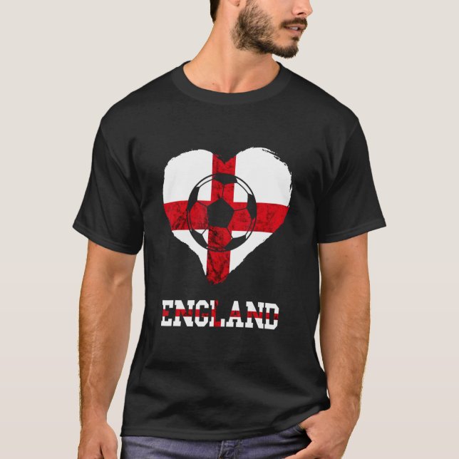England Ocer Ball Heart St George's Kor Englis T Shirt (Framsida)