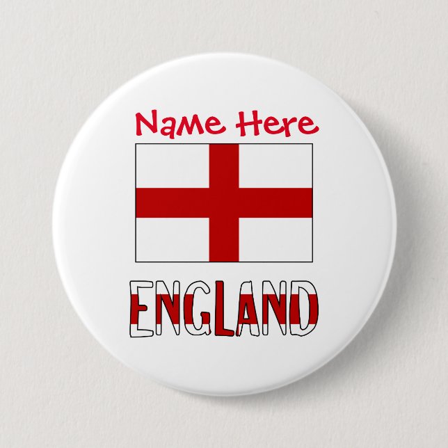 England och engelsk flagga Röd Personalisering Run Knapp (Framsida)