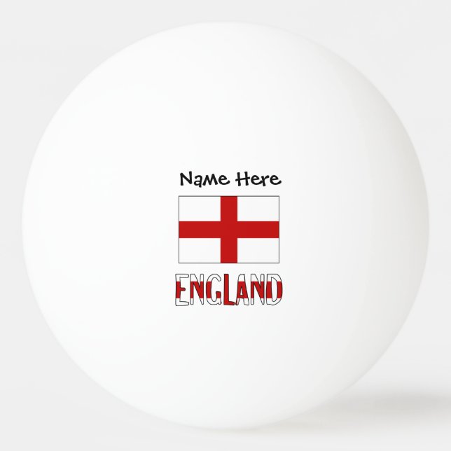 England och Engelska Flagga med ditt namn Pingisboll (Framsidan)