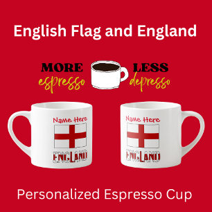 England och engelska flaggan röd personalisering espressomugg