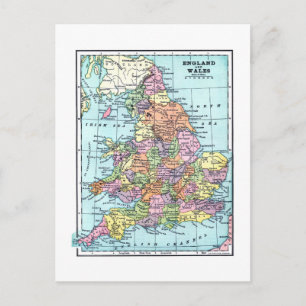 England och Wales Vintage Postcard Vykort