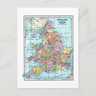 England och Wales Vintage Postcard Vykort