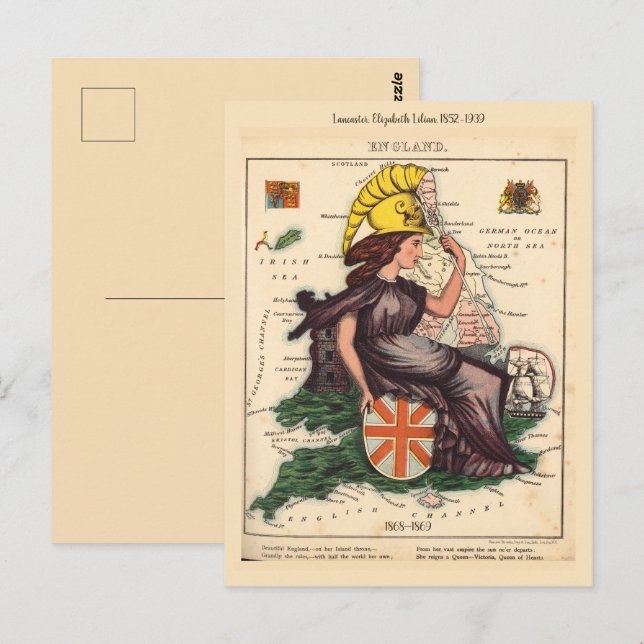 England Pictorial kartor vykort (Fram/baksida)