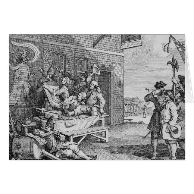 England, Planche II de 'Invasionen', 1756 Hälsningskort (Framsidan Horizontal)