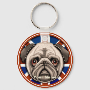 England Pug Nyckelring