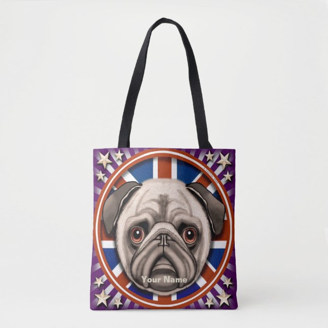 England Pug över hela Tote Bag Tygkasse (Framsida)