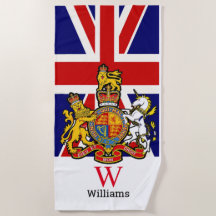 England Royal Vapensköld Monogram Beach Towel
