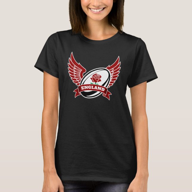 England Rugby Ball With Wings T Shirt (Framsida)