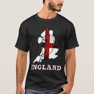 England Rugby English Flagga och Rugby Player Silh T Shirt