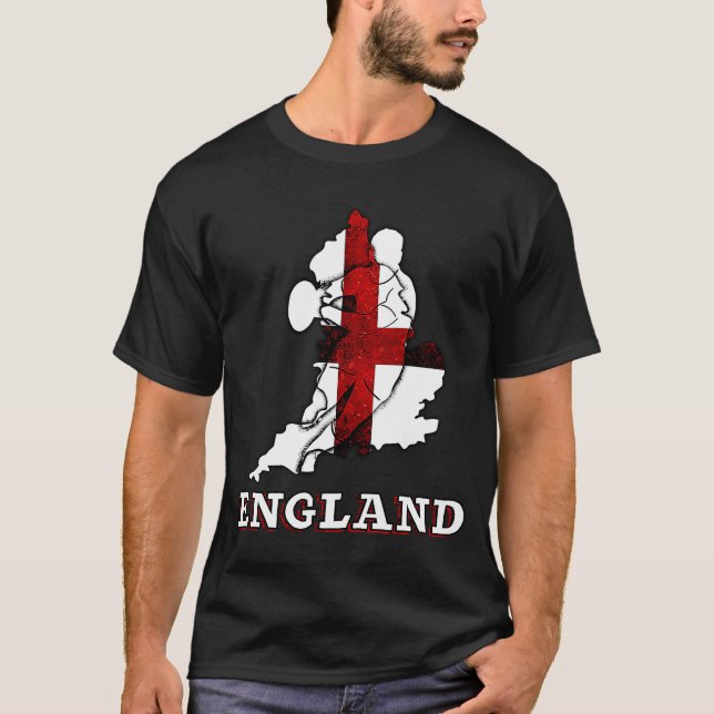 England Rugby English Flagga och Rugby Player Silh T Shirt (Framsida)
