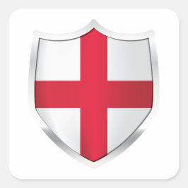 England Silver Shield Flagga Fyrkantigt Klistermärke