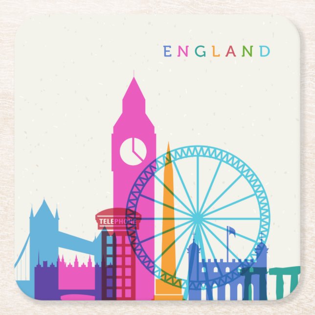 England Skyline Underlägg Papper Kvadrat (Framsidan)