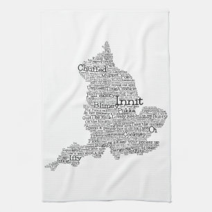 England Slang British Ord Art Karta Kitchen Towel Kökshandduk