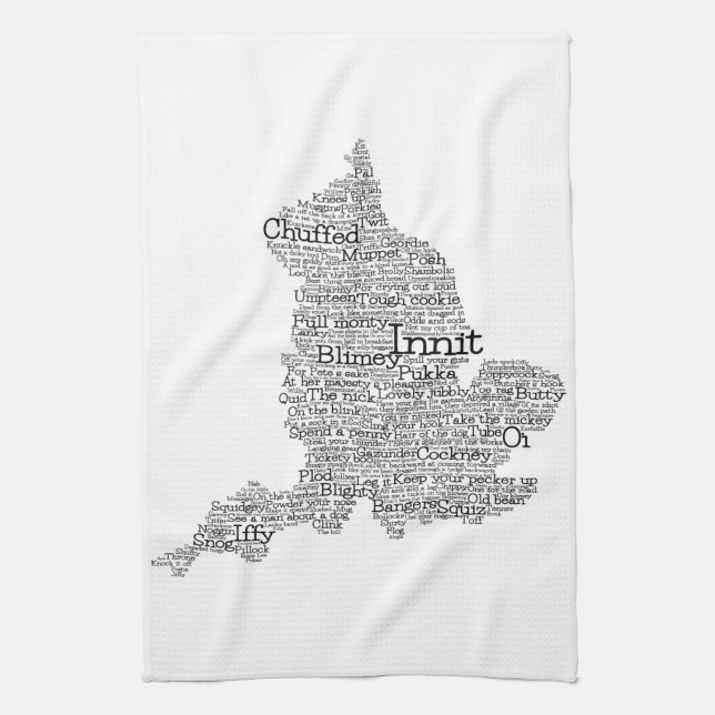 England Slang British Ord Art Karta Kitchen Towel Kökshandduk (Vertikal)