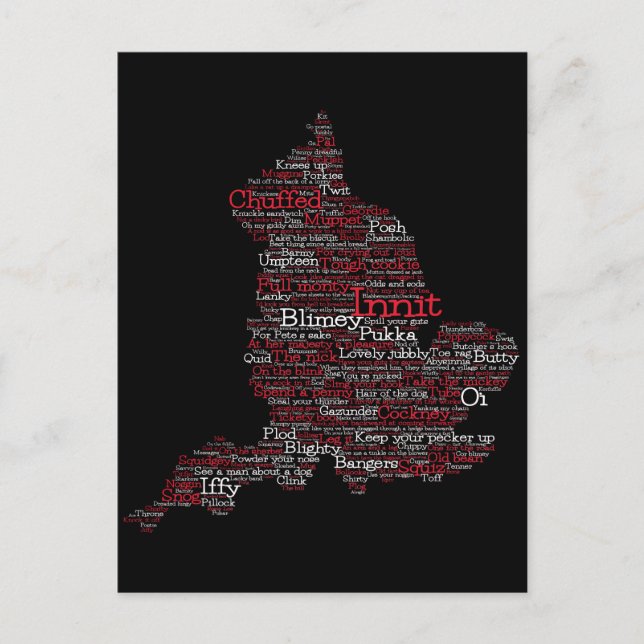 England Slang British Ord Art Karta vykort (Framsida)