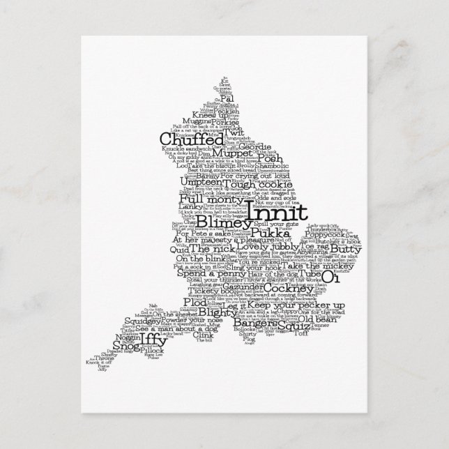 England Slang British Ord Art Karta vykort (Framsida)