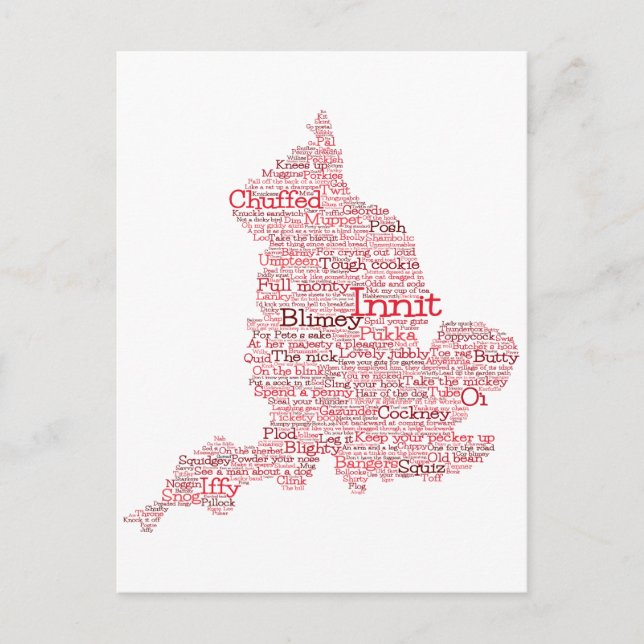 England Slang British Ord Art Karta Vykort (Framsida)