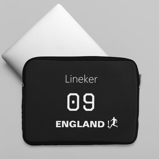England Soccer Black White Custom Name Number Laptop Fodral (Skapare uppladdad)