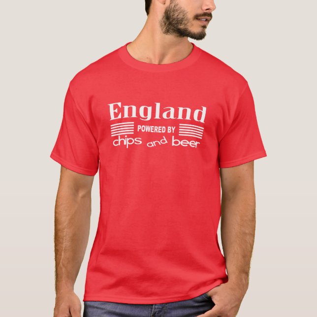 England - som drivas av chiper och öl t shirt (Framsida)
