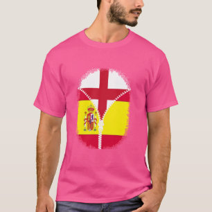 England Spain Flagga English Spain Zipper T Shirt