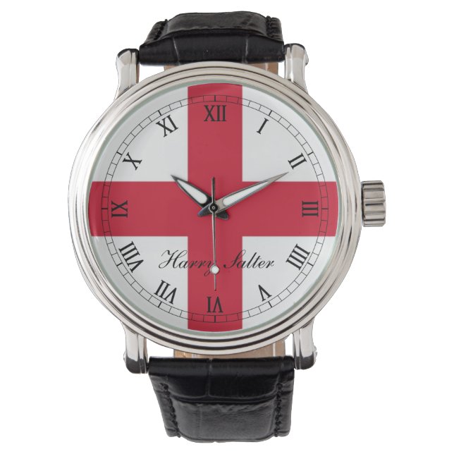 England,St Georges Kor Flagga. Armbandsur (Framsida)