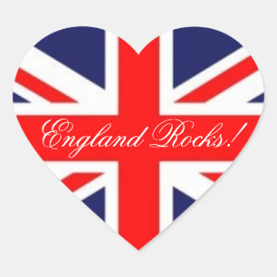 England Sten-Union Jack Flagga Hjärtformat Klistermärke
