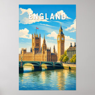 England Storbritannien Illustration Resa Konst Poster