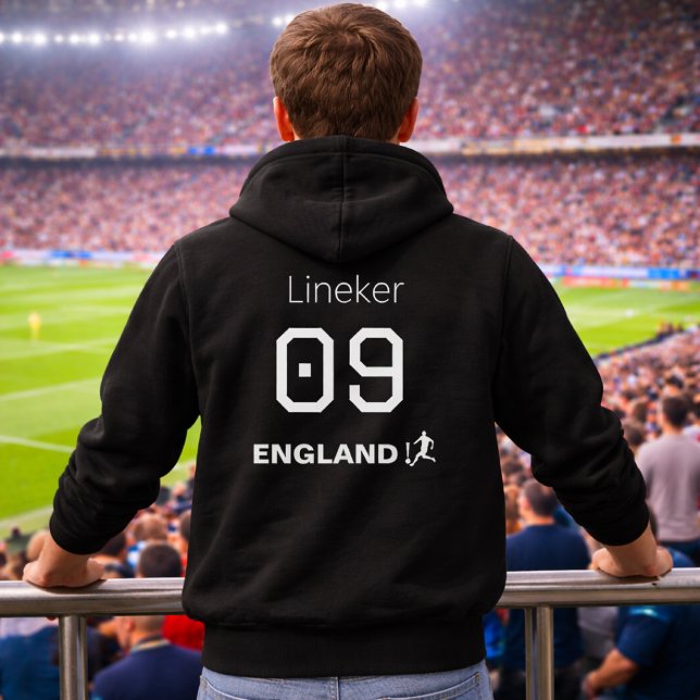 England Svart Vit Bakre Tryck Anpassat Namn Hoodie (Skapare uppladdad)