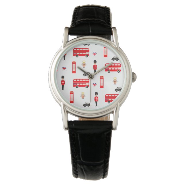 England Symbols Mönster Armbandsur (Framsida)