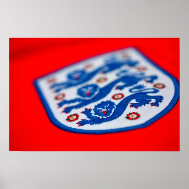 England Three Lejon Shirt Badge Poster (Framsidan)