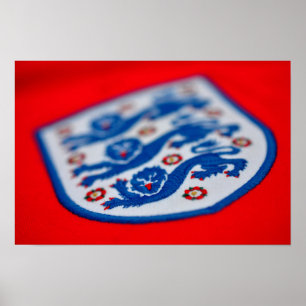 England Three Lejon Shirt Badge Poster