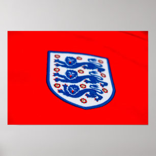 England Three Lejon Shirt Badge Poster