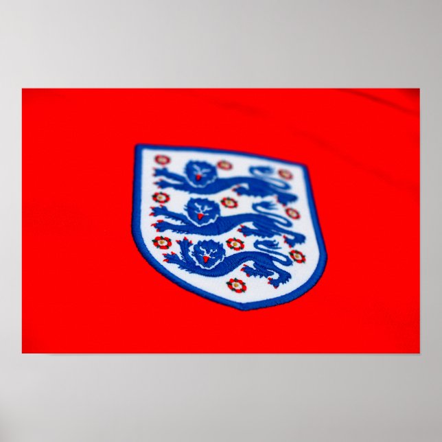 England Three Lejon Shirt Badge Poster (Framsidan)