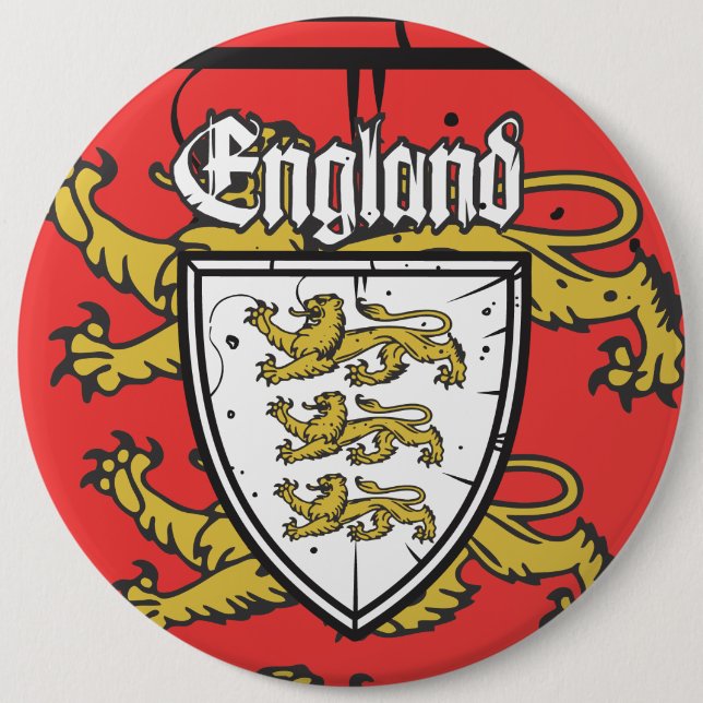 England Three Lejon Wooden Shield Knapp (Framsida)