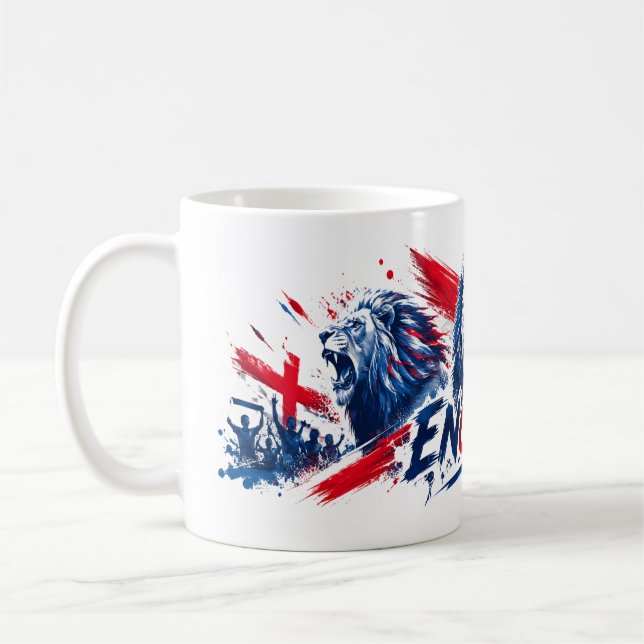 England Three Lions Fotboll Fanimug | Patriotisk M Kaffemugg (Vänster)