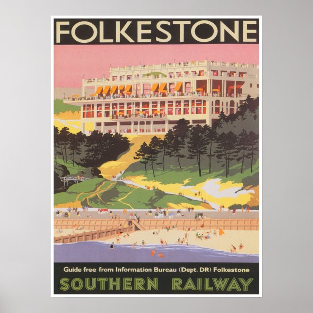 England Travel Print, Folkestone England Poster (Framsidan)