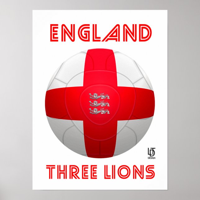 England - Tre Lejon Football Poster (Framsidan)