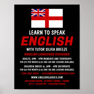 England UK Flagga, English Language Course Advert Poster