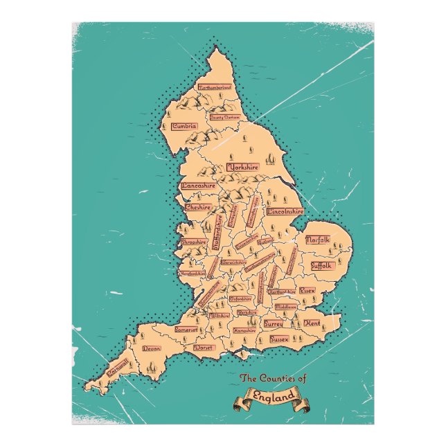 England Vintage länskarta Fototryck (Framsidan)