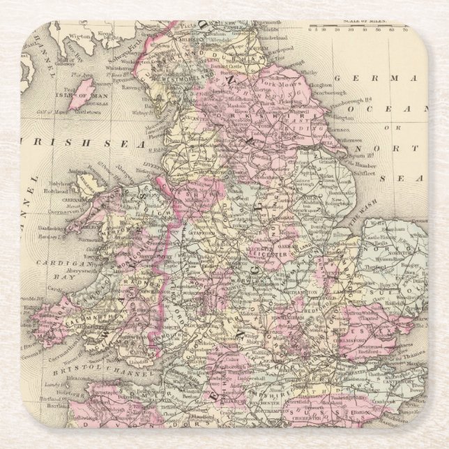 England Wales 5 Underlägg Papper Kvadrat (Framsidan)