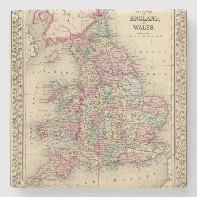 England Wales karta av Mitchell Stenunderlägg (Framsidan)