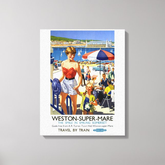England Weston Toppen Mare Vintage resor Poster Canvastryck (Framsida)