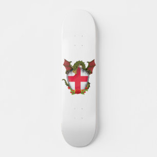 Englands Dragon och Englands Flagga-sköld Old School Skateboard Bräda 21,6 Cm