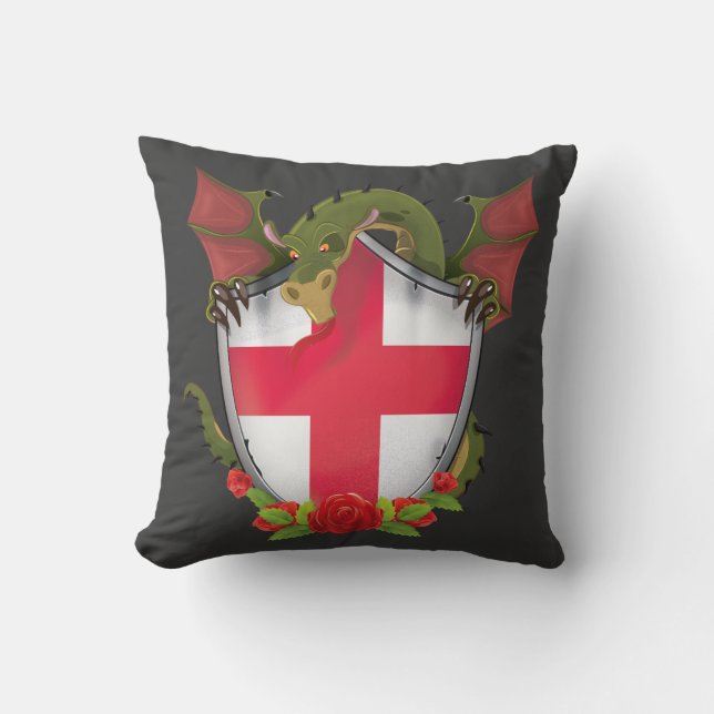 Englands drake och engelsk flaggsköld kudde (Framsida)