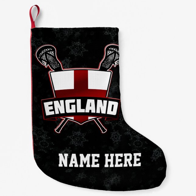 Englands engelska Lacrosse Flagga jul Stocking Liten Julstrumpa (Framsidan)
