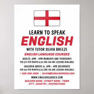 Englands Flagga, Engelska språkkursen Advertising Poster