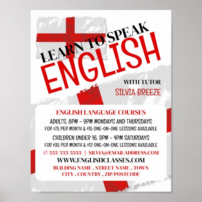Englands Flagga, Engelska språkkursen Advertising Poster (Framsidan)